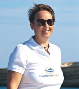 A photograph of Patrizia Patti, the founder and managing director of EcoMarine Malta