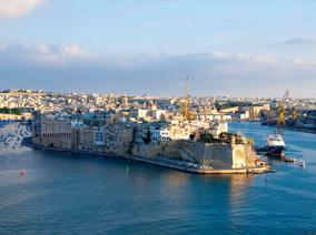 City of malta overlooking the sea