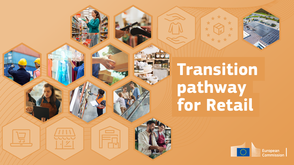 Graphic with text reading 'Transition pathway for Retail'
