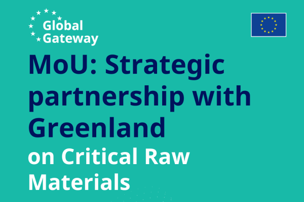 Banner for the Memorandum of Understanding between the EU and Greenland for a strategic partnership on raw materials